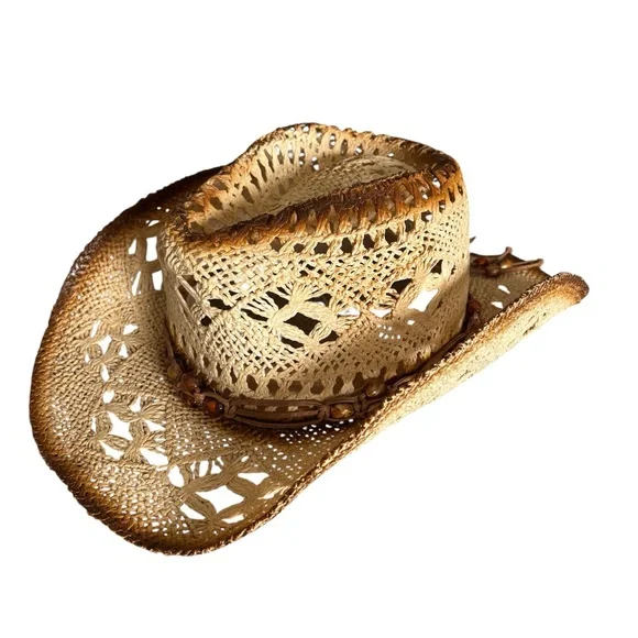 Stylish Tan Woven Cowboy Hat - Picture 3 of 4